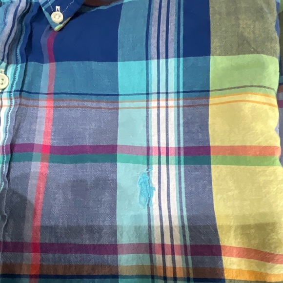 Ralph Lauren Custom Fit Men's Multicolor Madras Plaid Button Down Shirt Large - Picture 5 of 5